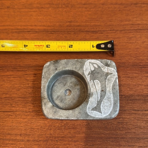 Inuit Soapstone Tea Light Holder/Canadian Handmade/Home Decor/Rustic/Inukshuk - Picture 8 of 9